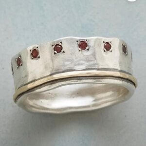 Starburst Garnet Ring Sterling Silver 14k Gold
